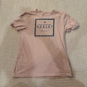 Hurley Womens Graphic T-Shirt Pink Short Sleeve Good Vibes Cotton Tee Small